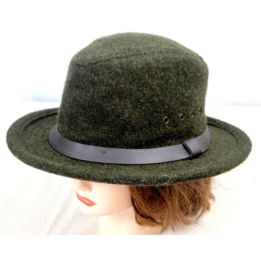 Filson Wool Packer Hat Green Felt Medium USA Outdoor Hunting Hiking